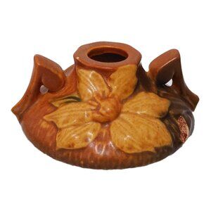 Roseville Candlestick / Candle Holder Clematis Pattern # 1158-2